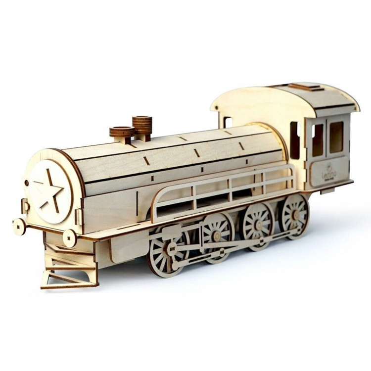 Конструктор 3D деревянный подвижный Lemmo Пенал-Паровоз