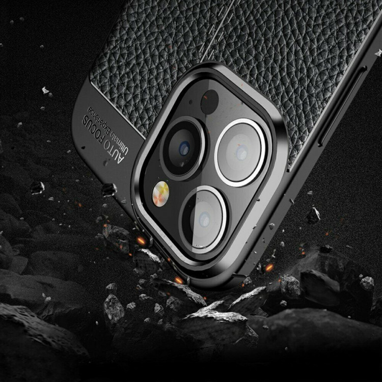 Чехол-накладка Litchi Grain для iPhone 13 Pro Max (черный)