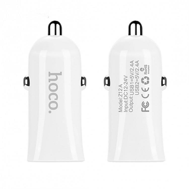 Автомобильное зарядное устройство HOCO Elite Dual 2,4А (белый)