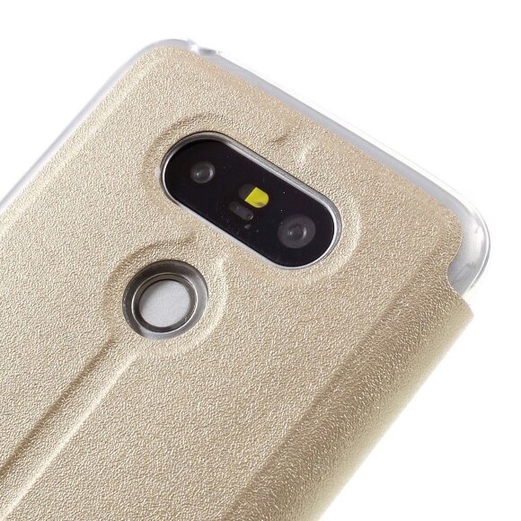 Чехол с окном для LG G5 / LG G5 se (золотой) Чехол с окном для LG G5 / LG G5 se (золотой)