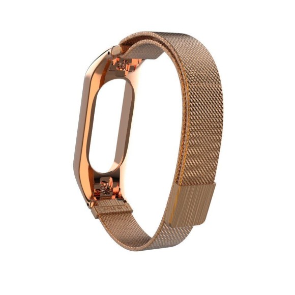 Сетчатый браслет для Xiaomi Mi Band 3 (розовое золото)