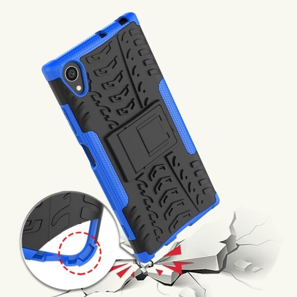 Чехол Hybrid Armor для Sony Xperia XA1 Plus (черный + голубой)