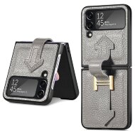 Кожаный чехол для Samsung Galaxy Z Flip 3 (серый)