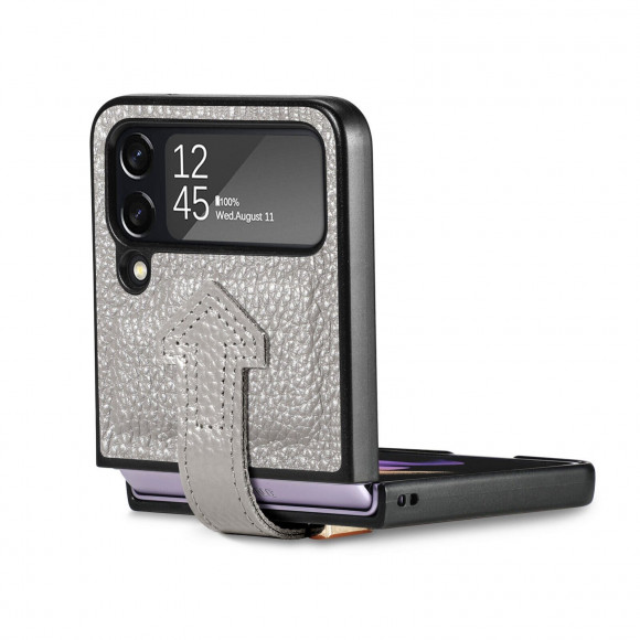 Кожаный чехол для Samsung Galaxy Z Flip 3 (серый)