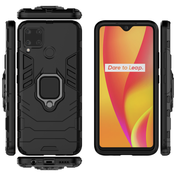 Чехол Armor Ring Holder для Realme C15 (черный) Чехол Armor Ring Holder для Realme C15 (черный)