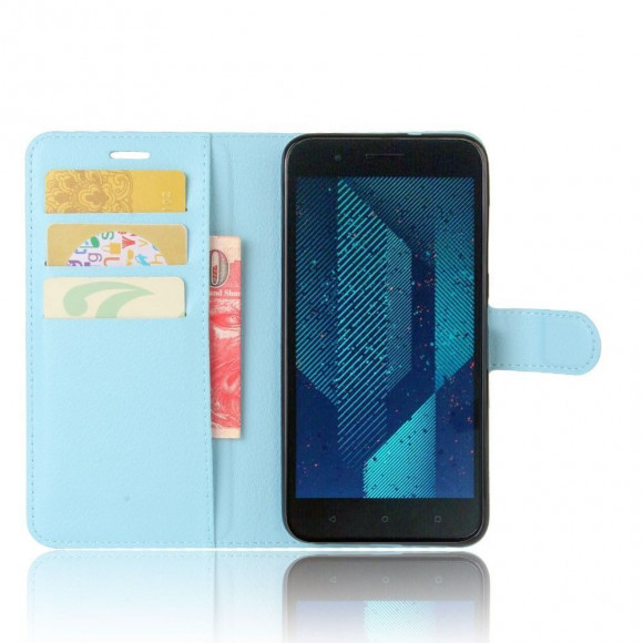 Чехол с визитницей для HTC One X10 (голубой)