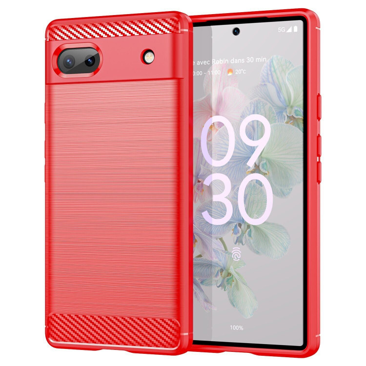 Чехол-накладка Carbon Fibre для Google Pixel 6a (красный)