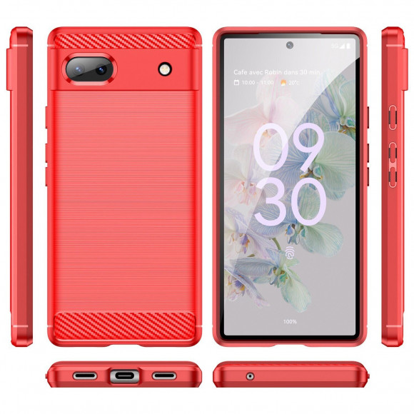 Чехол-накладка Carbon Fibre для Google Pixel 6a (красный) Чехол-накладка Carbon Fibre для Google Pixel 6a (красный)