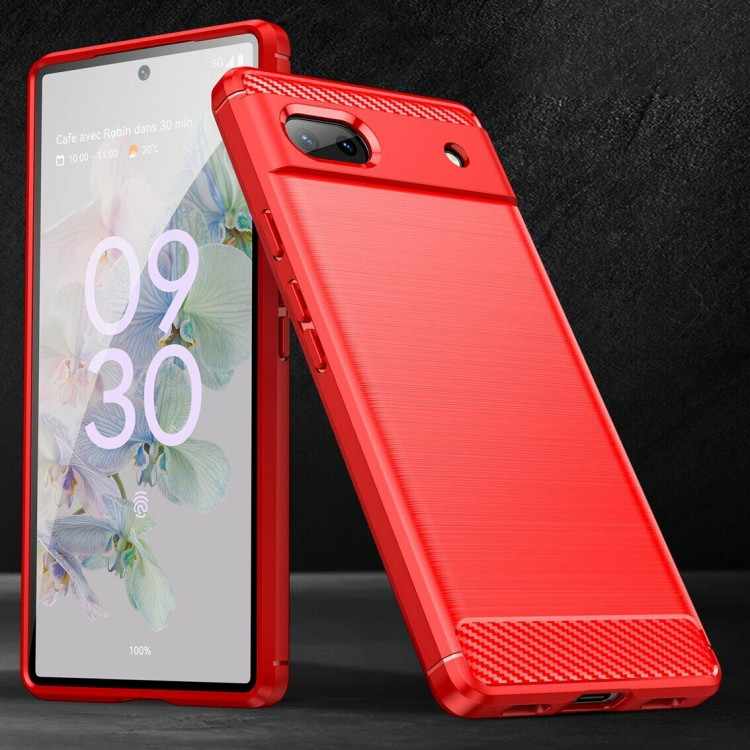 Чехол-накладка Carbon Fibre для Google Pixel 6a (красный)