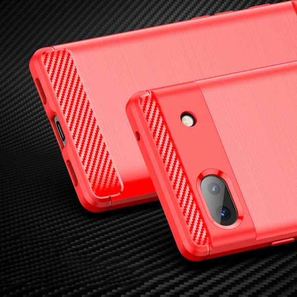 Чехол-накладка Carbon Fibre для Google Pixel 6a (красный) Чехол-накладка Carbon Fibre для Google Pixel 6a (красный)