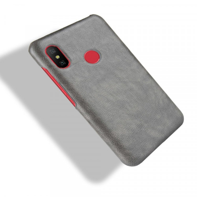 Чехол Litchi Texture для Xiaomi Mi A2 Lite / Redmi 6 Pro (серый)