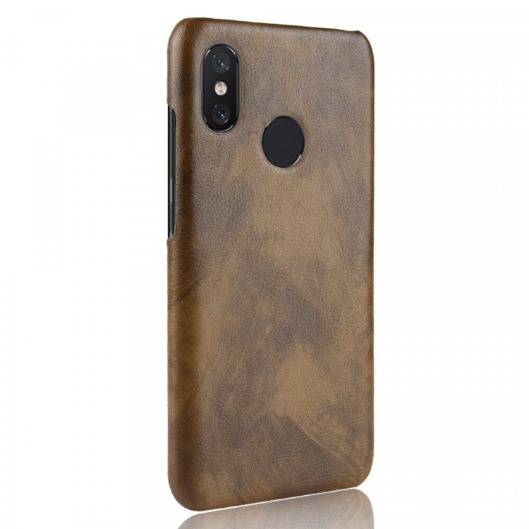 Чехол Litchi Texture для Xiaomi Mi Max 3 (коричневый)