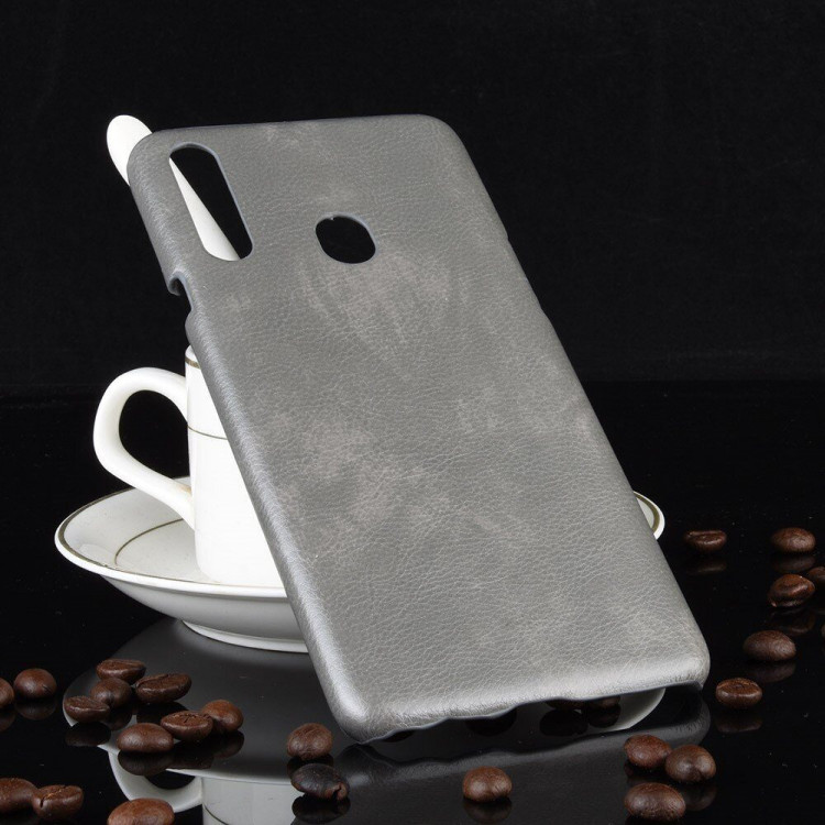 Кожаная накладка-чехол для Samsung Galaxy A20s (серый)