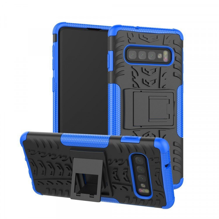 Чехол Hybrid Armor для Samsung Galaxy S10+ (Plus) (черный + голубой)