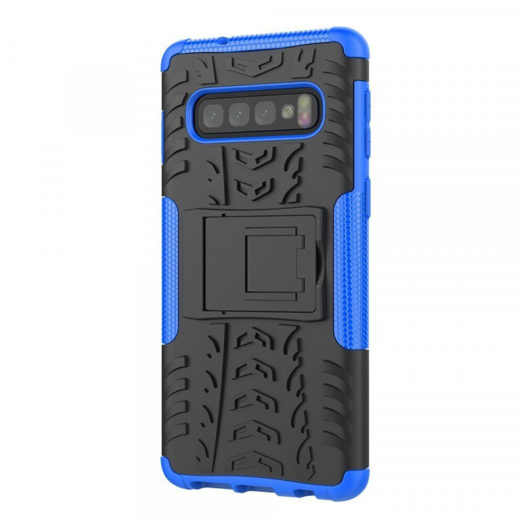 Чехол Hybrid Armor для Samsung Galaxy S10+ (Plus) (черный + голубой)