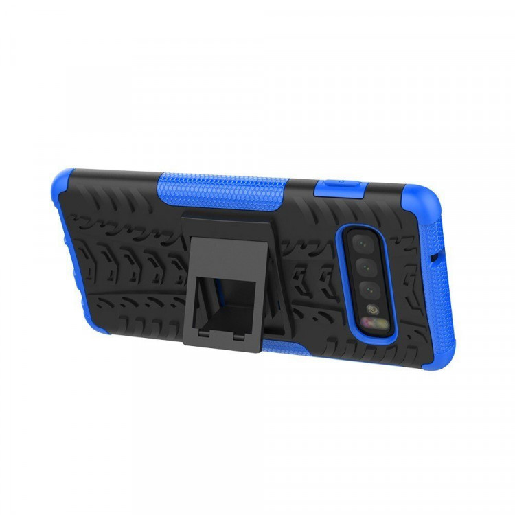 Чехол Hybrid Armor для Samsung Galaxy S10+ (Plus) (черный + голубой)