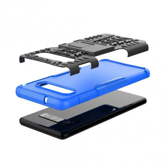 Чехол Hybrid Armor для Samsung Galaxy S10+ (Plus) (черный + голубой)