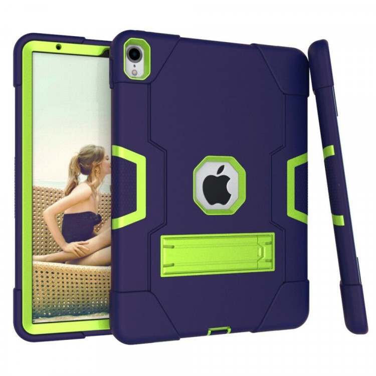Гибридный TPU чехол для Apple iPad Pro 11 (2018) (темно-синий + зеленый)