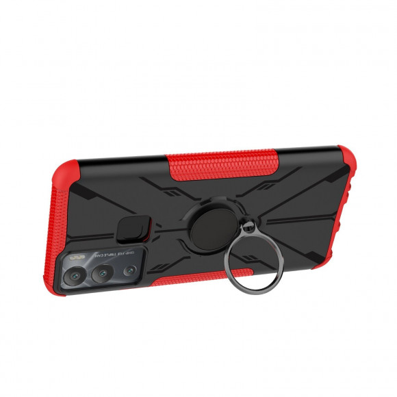 Чехол Armor Shockproof Ring Holder для Infinix Hot 12i (черный + красный) Чехол Armor Shockproof Ring Holder для Infinix Hot 12i (черный + красный)