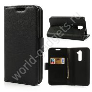 Горизонтальный чехол с визитницей для LG G2 (черный) Горизонтальный чехол с визитницей для LG G2 (черный)