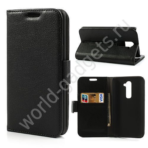 Горизонтальный чехол с визитницей для LG G2 (черный)