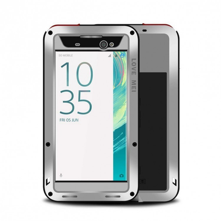 Гибридный чехол LOVE MEI для Sony Xperia XA Ultra (серебряный)