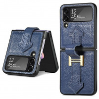 Кожаный чехол для Samsung Galaxy Z Flip 3 (синий)
