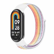 Нейлоновый ремешок для Xiaomi Mi Smart Band 8, Xiaomi Mi Band 8 (белый, радужный) Нейлоновый ремешок для Xiaomi Mi Smart Band 8, Xiaomi Mi Band 8 (белый, радужный)