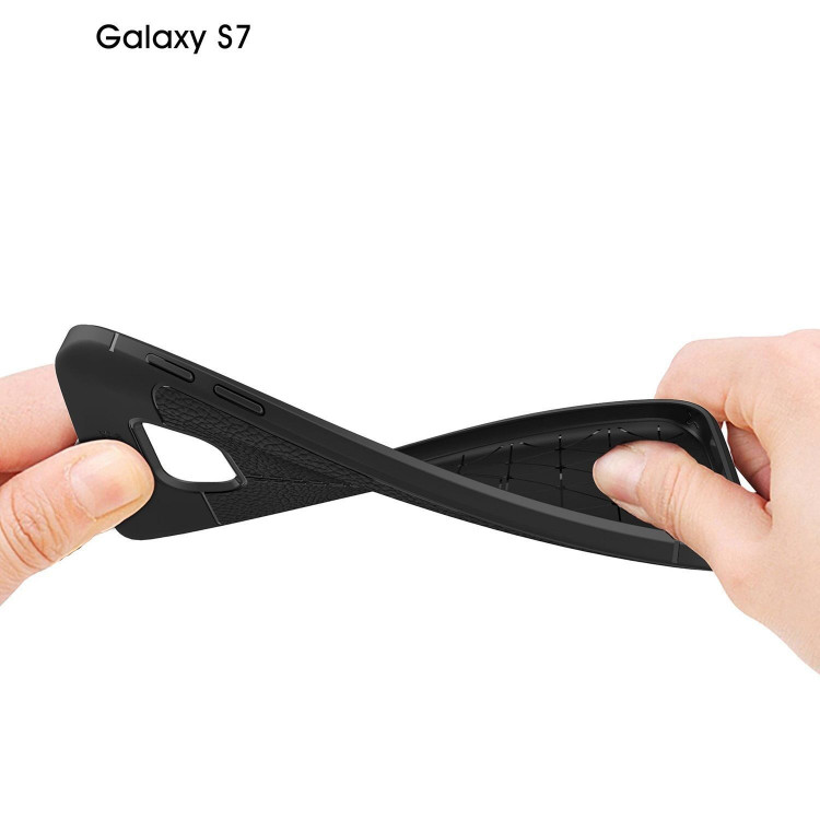 Чехол-накладка Litchi Grain для Samsung Galaxy S7 (темно-синий)