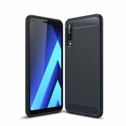Чехол-накладка Carbon Fibre для Samsung Galaxy A7 (2018) (темно-синий)