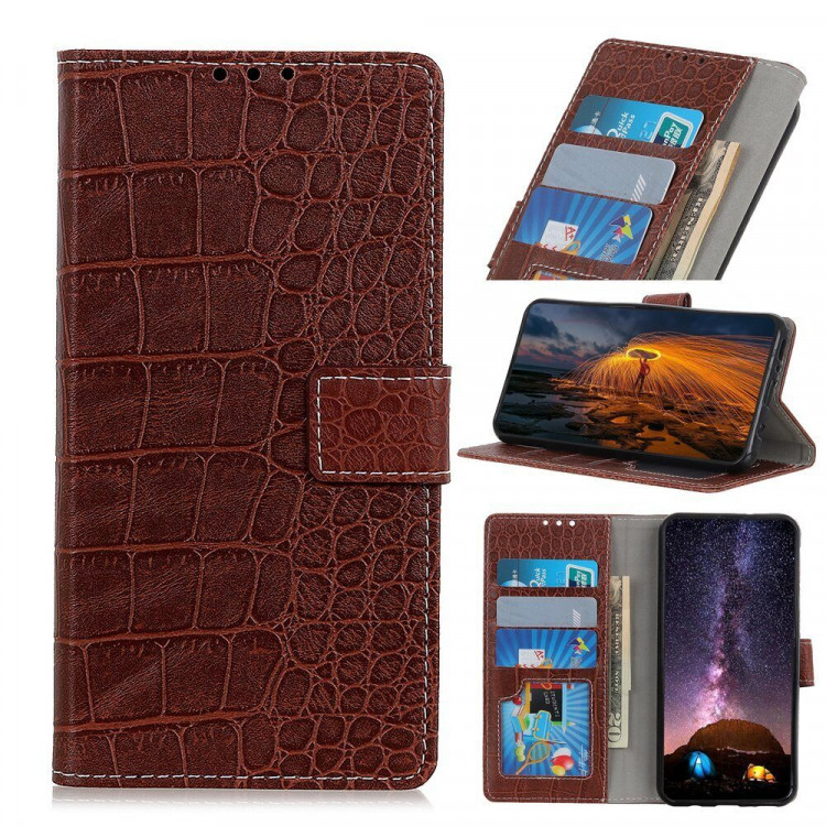 Чехол Crocodile Texture для Samsung Galaxy A30 / Galaxy A20 (коричневый)