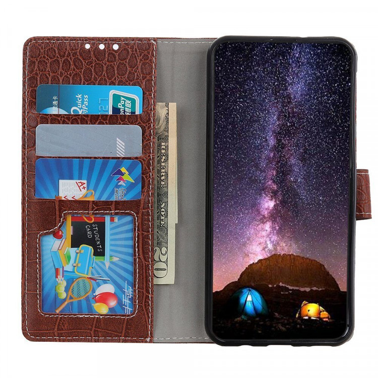 Чехол Crocodile Texture для Samsung Galaxy A30 / Galaxy A20 (коричневый)