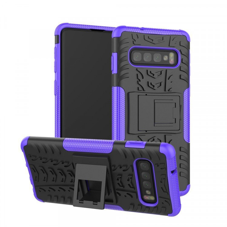 Чехол Hybrid Armor для Samsung Galaxy S10+ (Plus) (черный + фиолетовый)