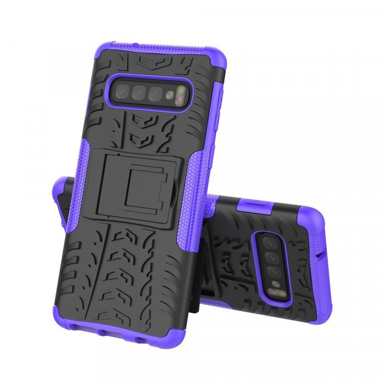 Чехол Hybrid Armor для Samsung Galaxy S10+ (Plus) (черный + фиолетовый)