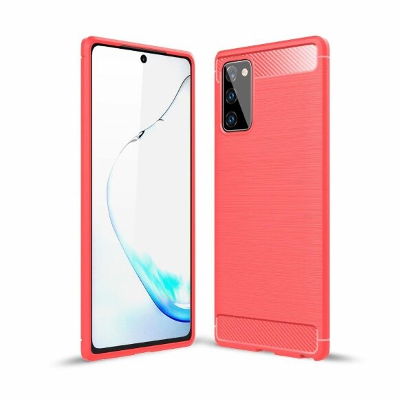 Чехол-накладка Carbon Fibre для Samsung Galaxy Note 20 (красный)