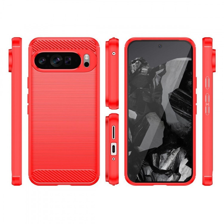 Чехол-накладка Carbon Fibre для Google Pixel 9 Pro XL (красный)