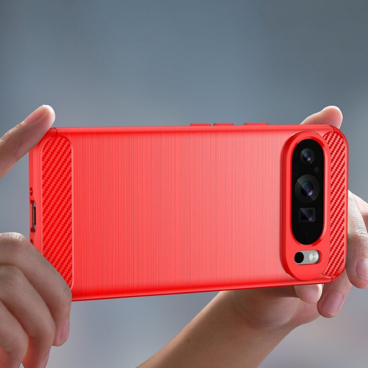 Чехол-накладка Carbon Fibre для Google Pixel 9 Pro XL (красный)
