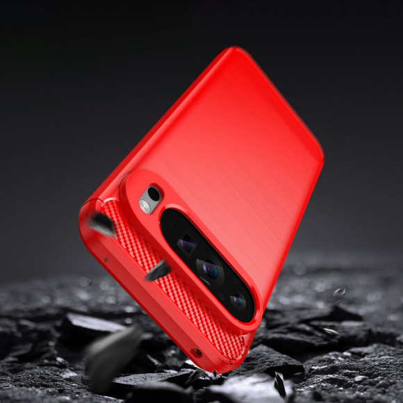Чехол-накладка Carbon Fibre для Google Pixel 9 Pro XL (красный)