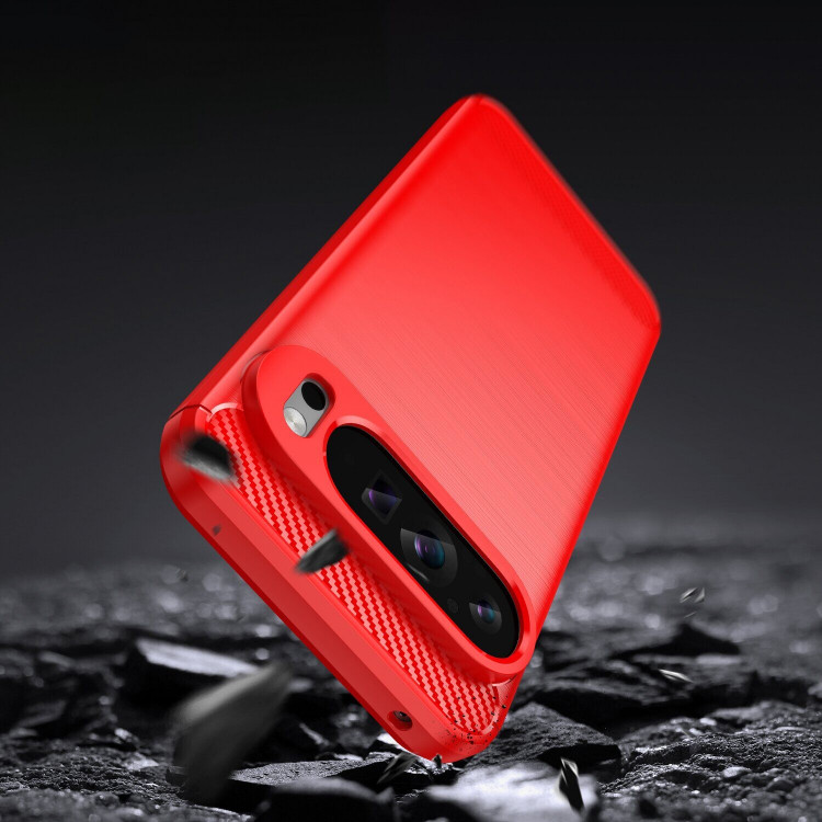 Чехол-накладка Carbon Fibre для Google Pixel 9 Pro XL (красный)