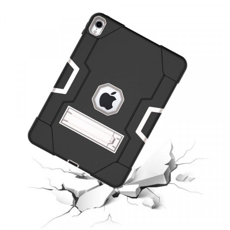 Гибридный TPU чехол для Apple iPad Pro 11 (2018) / iPad Air 4 / iPad Air (2020) (черный + серебряный)