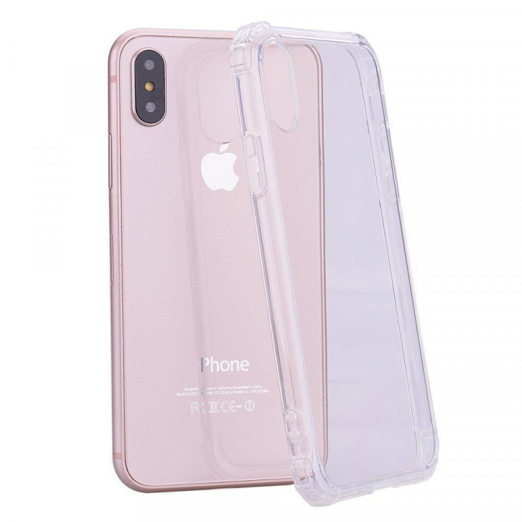 Силиконовый чехол с усиленными бортиками для iPhone X / ХS (прозрачный)