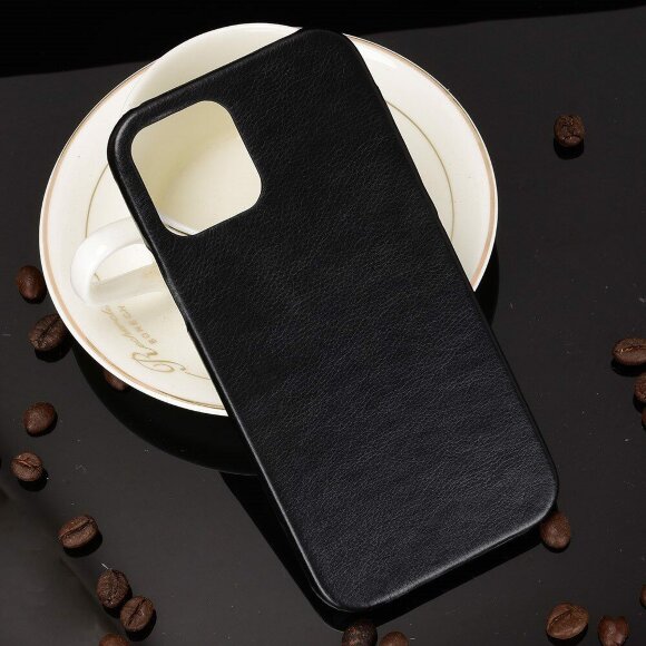 Кожаная накладка-чехол для iPhone 12 Pro / iPhone 12 (черный)