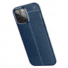 Чехол-накладка Litchi Grain для iPhone 13 Pro Max (темно-синий)