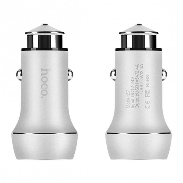Автомобильное зарядное устройство HOCO Kingkong Dual 2,4А (серебряный)