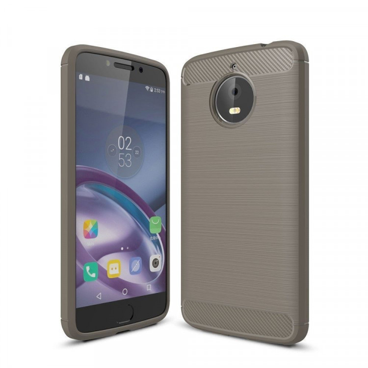 Чехол-накладка Carbon Fibre для Motorola Moto E4 Plus (серый)