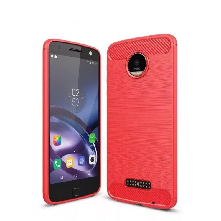 Чехол-накладка Carbon Fibre для Motorola Moto Z (красный)