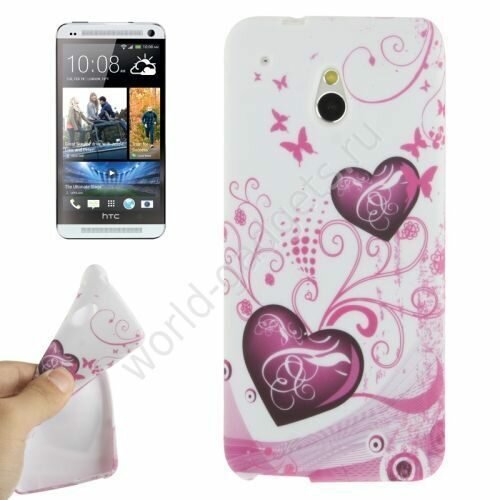 Мягкий пластиковый чехол Hearts для HTC One Mini / M4