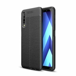 Чехол-накладка Litchi Grain для Samsung Galaxy A7 (2018) (черный)