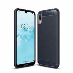 Чехол-накладка Carbon Fibre для Huawei Y6 Pro (2019) (темно-синий)