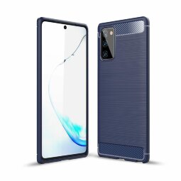 Чехол-накладка Carbon Fibre для Samsung Galaxy Note 20 (темно-синий)